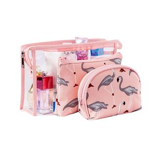 Косметическая сумка для хранения с принтом фламинго 3 в 1