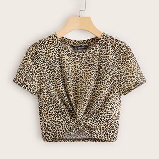 Леопардовая футболка с драпировкой