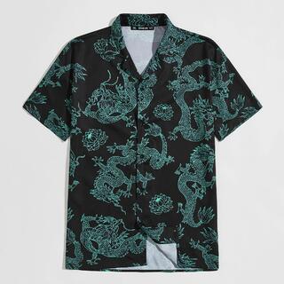 Мужская рубашка с принтом "дракон