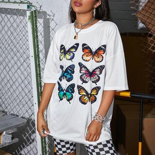 Длинная футболка с принтом "бабочка