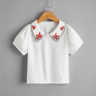 Белый с вышивкой Цветочный Повседневный Блузы для девочек