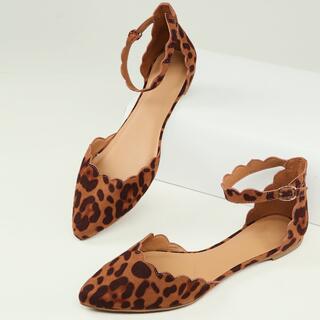 Остроконечные леопардовые туфли на плоской подошве с лентами