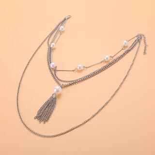 Многослойное ожерелье с бахромой и искусственными жемчугами