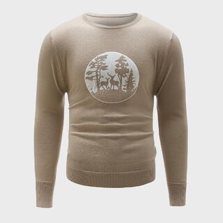 Мужской свитер с круглым вырезом с рисунком животных и деревьев