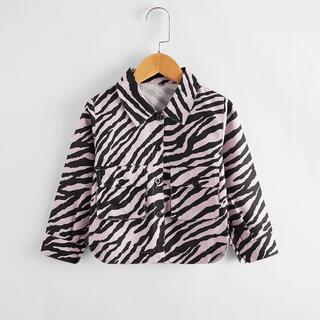 с карманами зебра-полосатый принт Повседневный Куртки для девочек