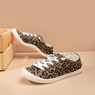 Парусиновая обувь на шнурках с леопардовым принтом