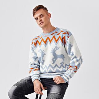 Мужской свитер с круглым вырезом и рождественским узором