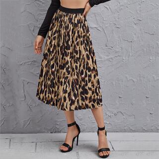 Плиссированная юбка с леопардовым принтом и высокой талией
