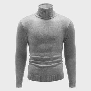 Мужский однотонный свитер с высоким воротником