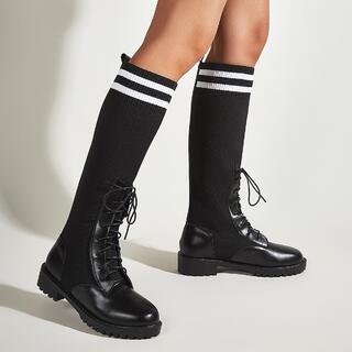 Сапоги-носки на шнурках с полосками