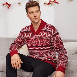Мужской рождественский свитер с пуговицами