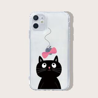 Прозрачный чехол для iPhone с рисунком кота