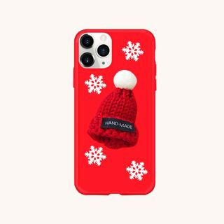 Чехол для iPhone с рождественской шапкой и снежинками