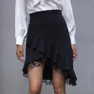 Асимметричная юбка с кружевной отделкой