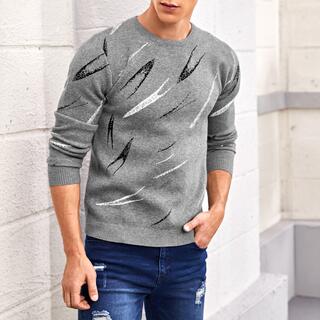 Мужской свитер с круглым вырезом и графическим узором