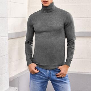Мужской однотонный свитер с высоким воротником