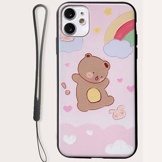Чехол для iPhone с рисунком медведя и шнурком