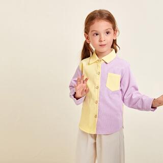 Пуговица Контрастный цвет Повседневный Блузы для девочек