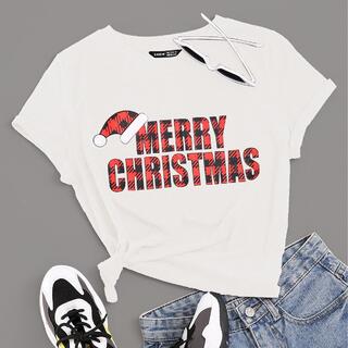 Рождественская футболка с текстовым принтом