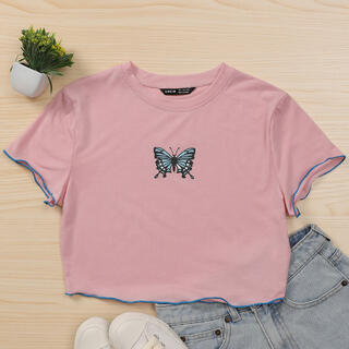 Короткая футболка с принтом бабочки