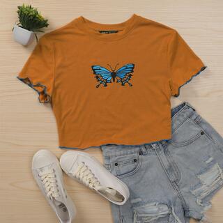 Короткая футболка с принтом бабочки